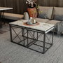 Hanah Home Defne - Juego de mesa de centro Mármol Blanco y Negro